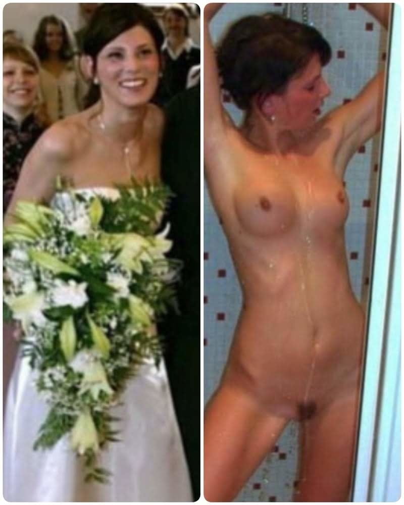 Wedding day brides dressed undressed on off ready to fuck #81389595