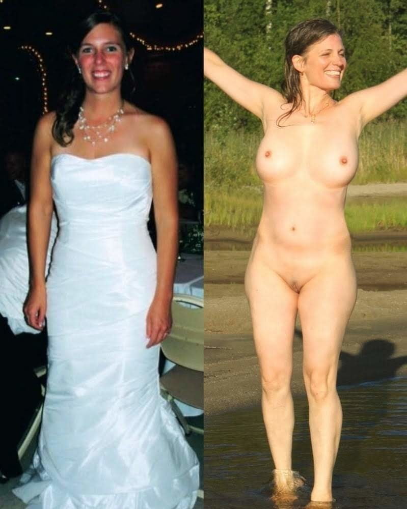 Wedding day brides dressed undressed on off ready to fuck #81389629