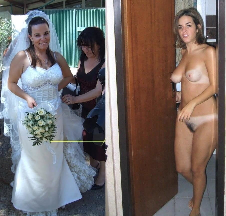 Wedding day brides dressed undressed on off ready to fuck #81389638