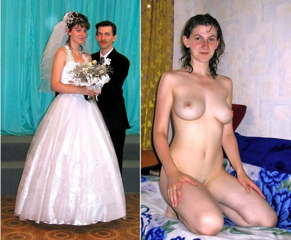 Wedding day brides dressed undressed on off ready to fuck #81389644