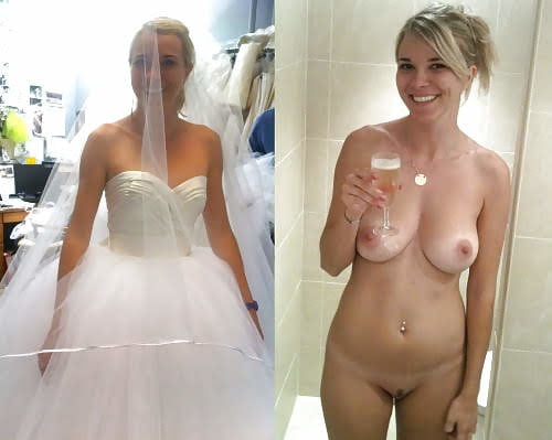 Wedding day brides dressed undressed on off ready to fuck #81389652