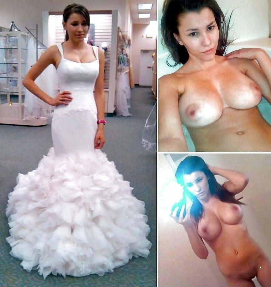 Wedding day brides dressed undressed on off ready to fuck #81389655