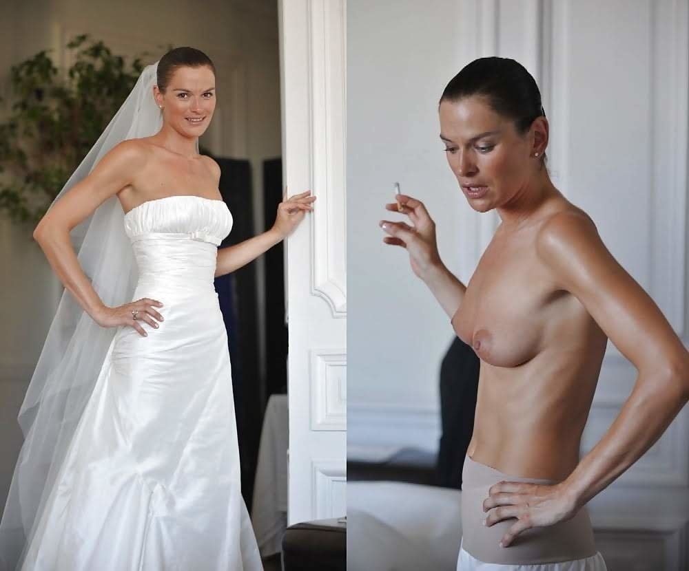 Wedding day brides dressed undressed on off ready to fuck #81389658