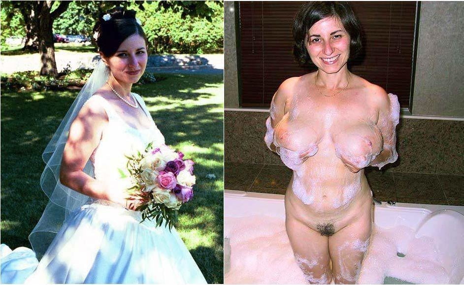 Wedding day brides dressed undressed on off ready to fuck #81389694