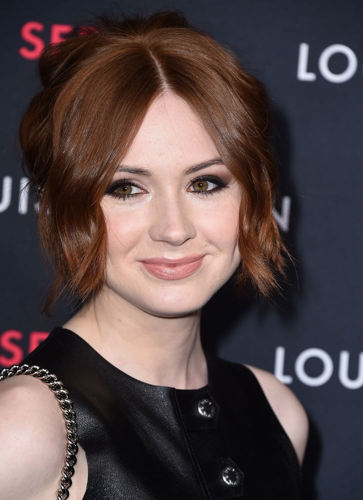 Karen Gillan - Leather dress #89384930