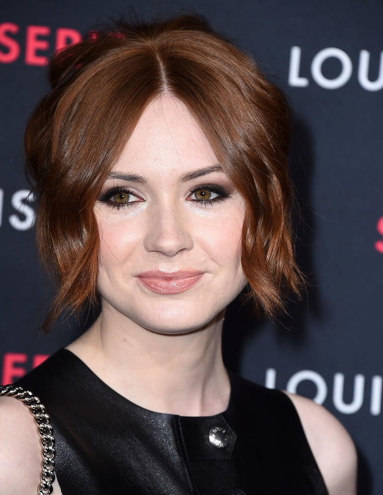 Karen Gillan - Leather dress #89384933