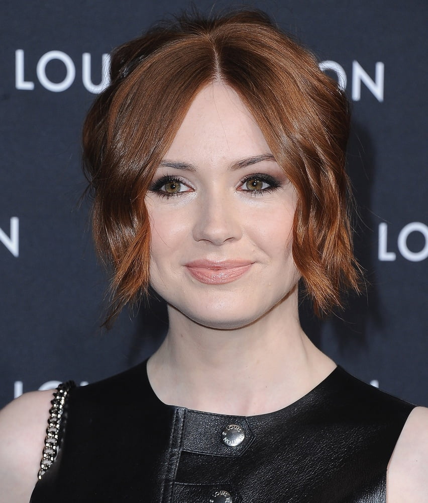 Karen Gillan - Leather dress #89384960