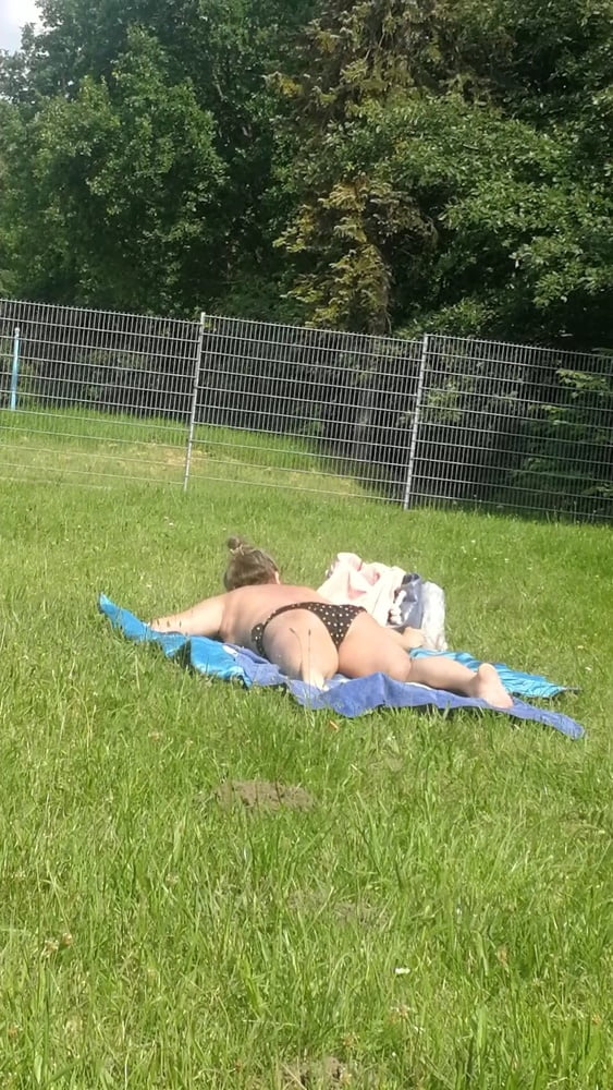 Polish mature whore sunbathing topless #89180746