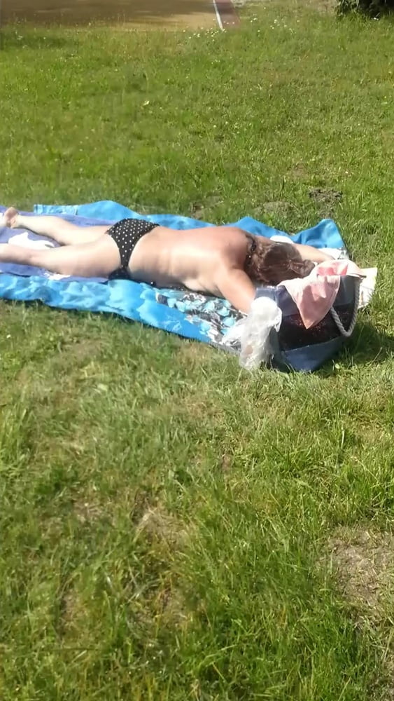 Polish mature whore sunbathing topless #89180751