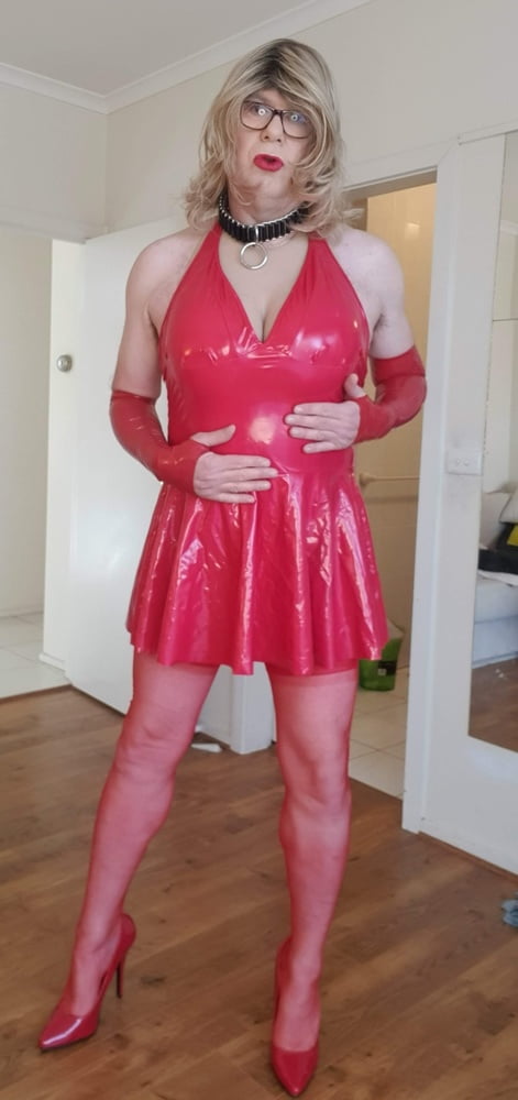 Rachel Wears Red PVC Dress #106856350