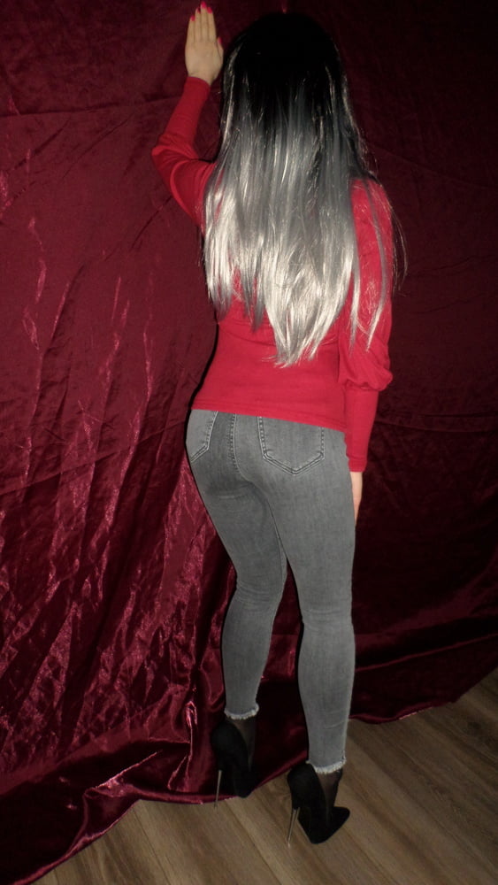 Gray Wig, Jeans &amp; Heels #80979149