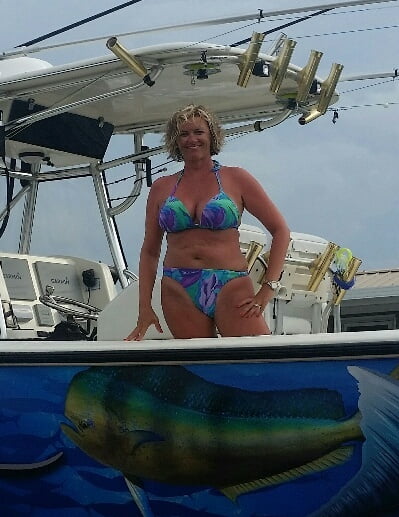 Hot Milf Bikini SC Fishing on a Boat #99094656