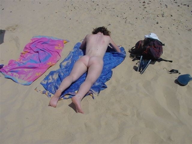 Happy Nudist Couple Naked on the Fkk Beach #99951901