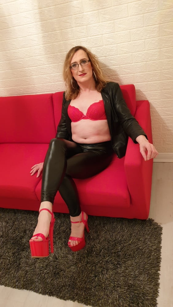 Black Tight PVC Leather Look and Huge Heels Essex Girl Lisa #106666856
