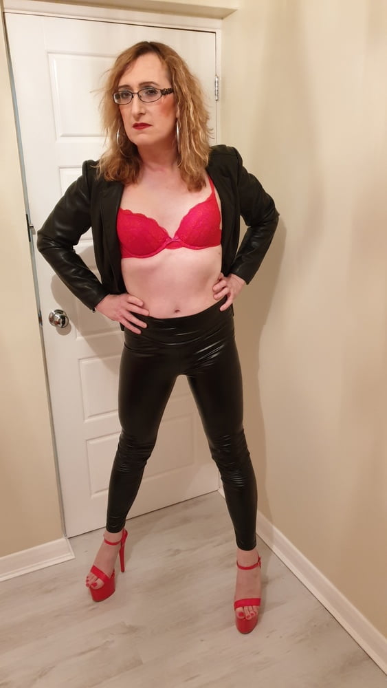 Black Tight PVC Leather Look and Huge Heels Essex Girl Lisa #106666866