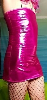Pink string bikini ,pink metallic dress and some dildo #106876010
