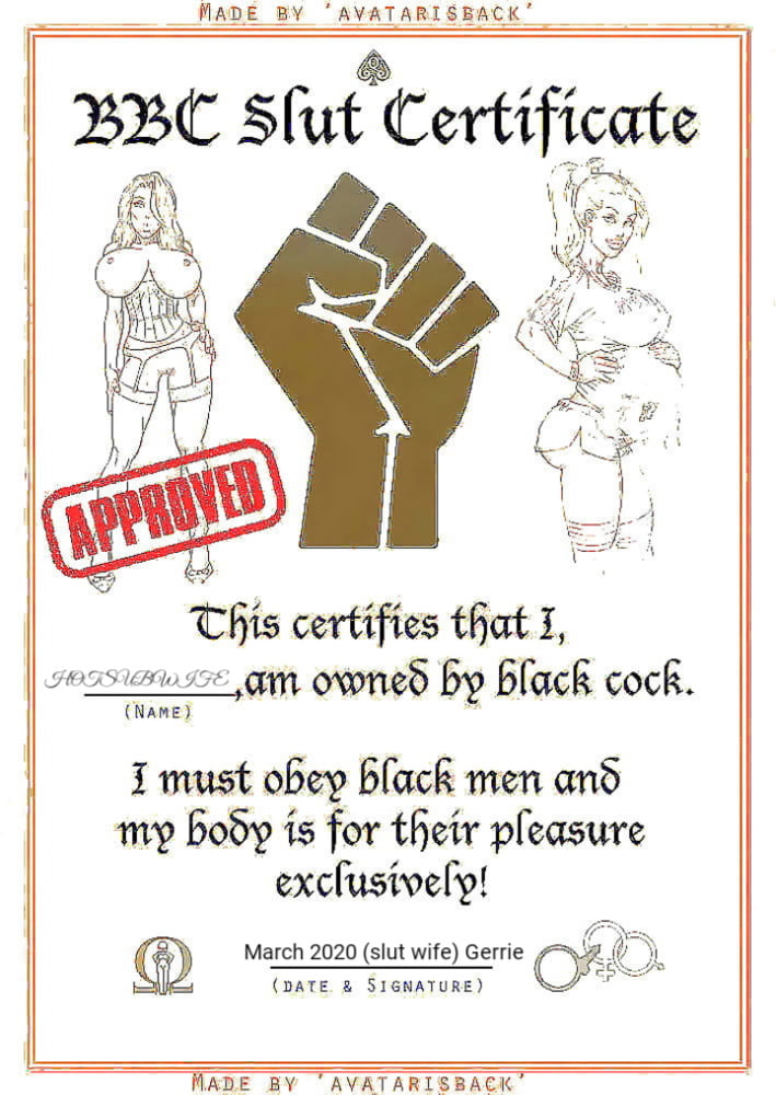 Slut Certificate #107020439