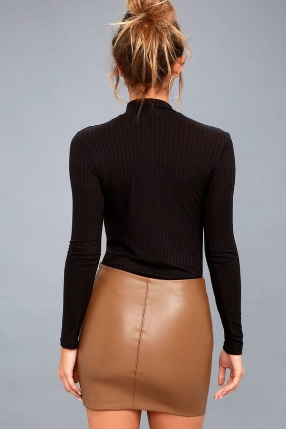Brown Leather Skirt 3 - by Redbull18 #99812807