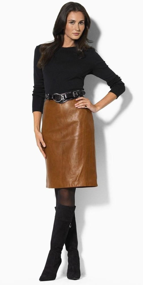 Brown Leather Skirt 3 - by Redbull18 #99812897
