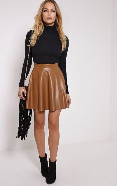 Brown Leather Skirt 3 - by Redbull18 #99812965