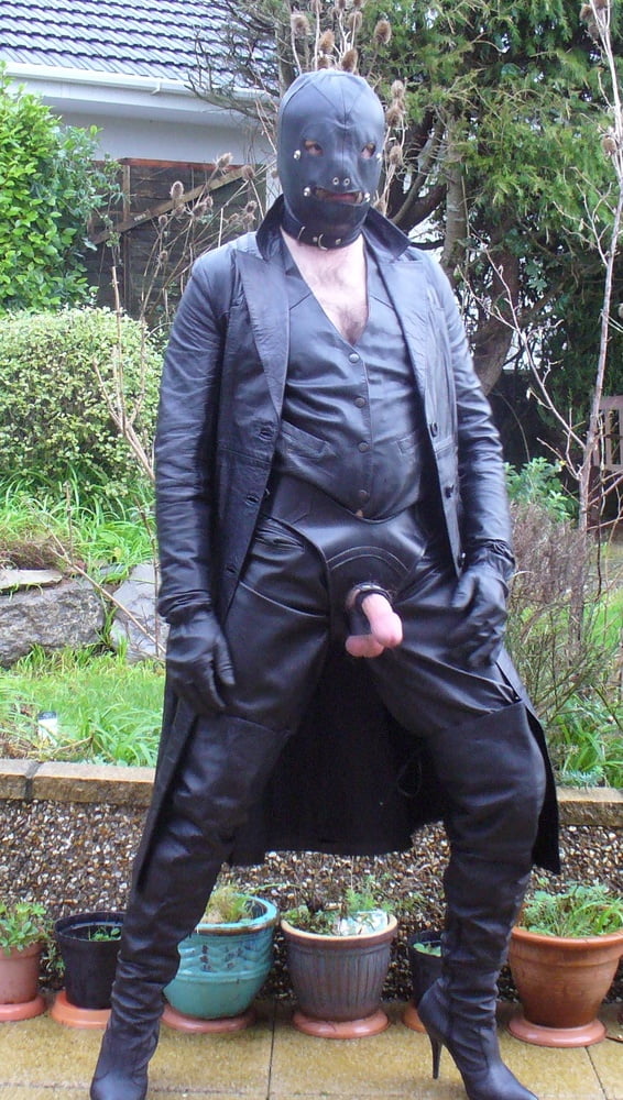 Leather Master in cock harness, boots and hood #107099297