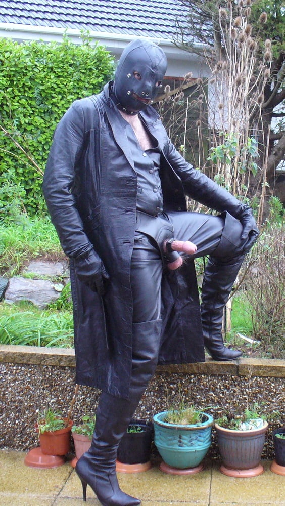 Leather Master in cock harness, boots and hood #107099299