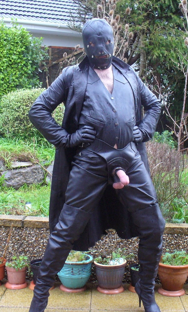 Leather Master in cock harness, boots and hood #107099302