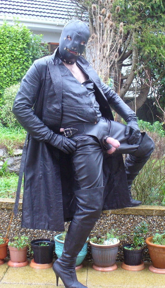 Leather Master in cock harness, boots and hood #107099307