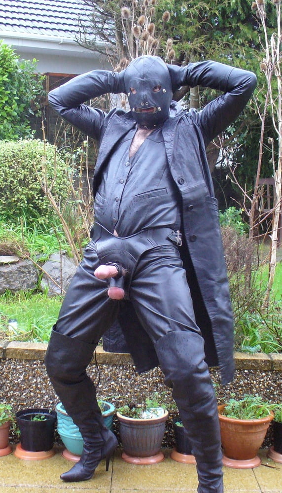 Leather Master in cock harness, boots and hood #107099309