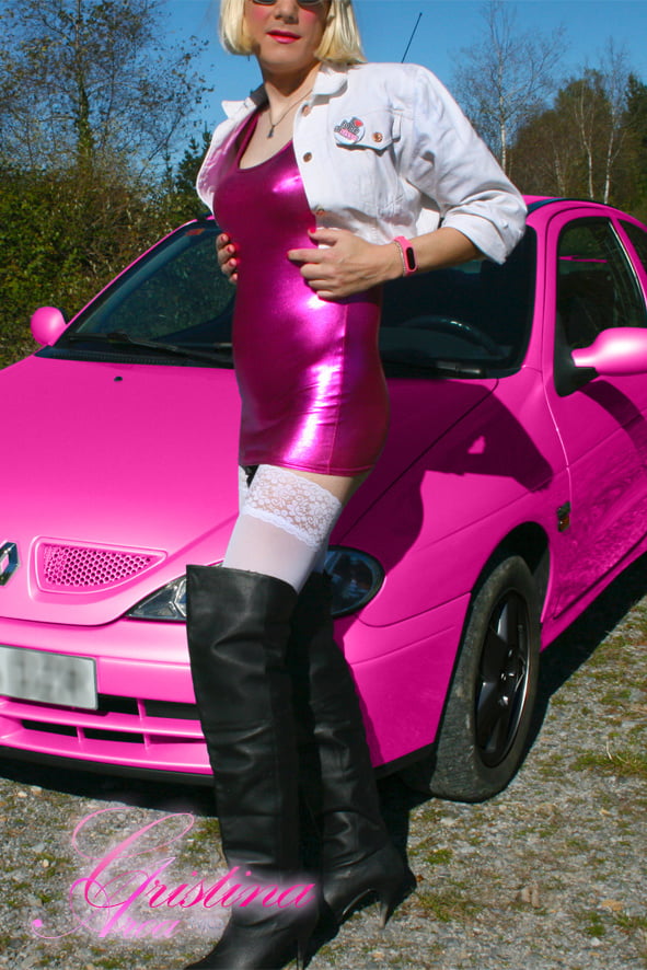 Slutty sissy in a photoshoot with her car... #107020179