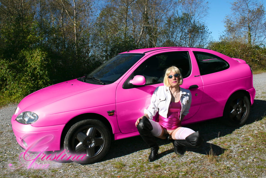Slutty sissy in a photoshoot with her car... #107020189