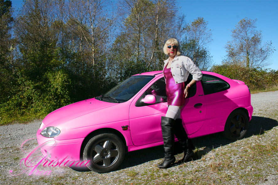 Slutty sissy in a photoshoot with her car... #107020192