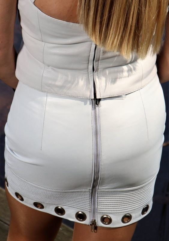 White Leather Skirt 2 - by Redbull18 #100474116