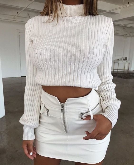 White Leather Skirt 2 - by Redbull18 #100474122