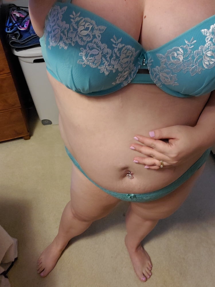 Blue lace panties and bra bored housewife milf bbw #106599449