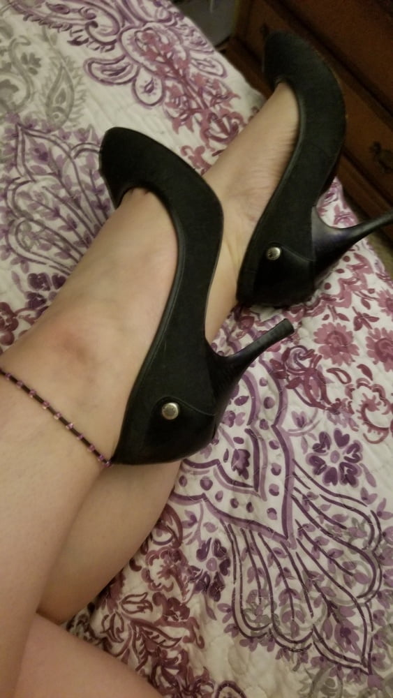 Naughty housewife tease black heels and red lingerie. Milf #106634428