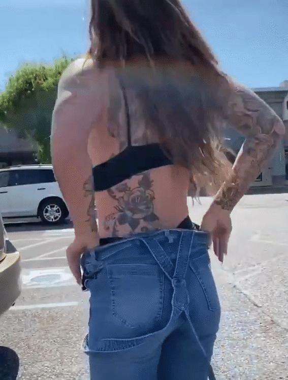 Pants down and showing thong #106489386