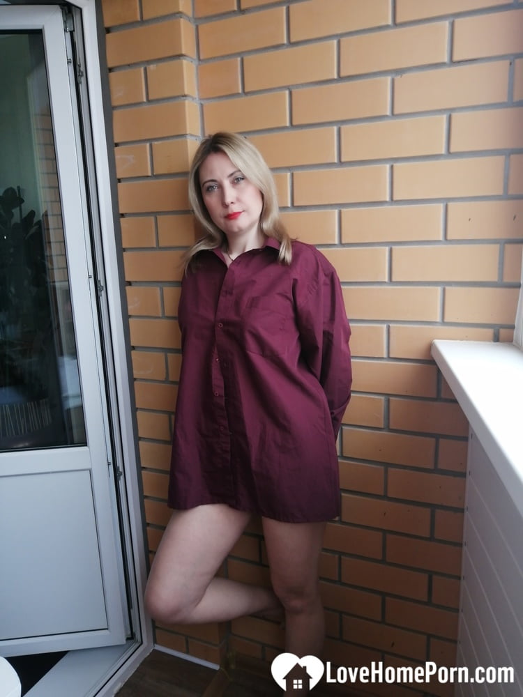 Incredible MILF displaying her tits by the window #106567049