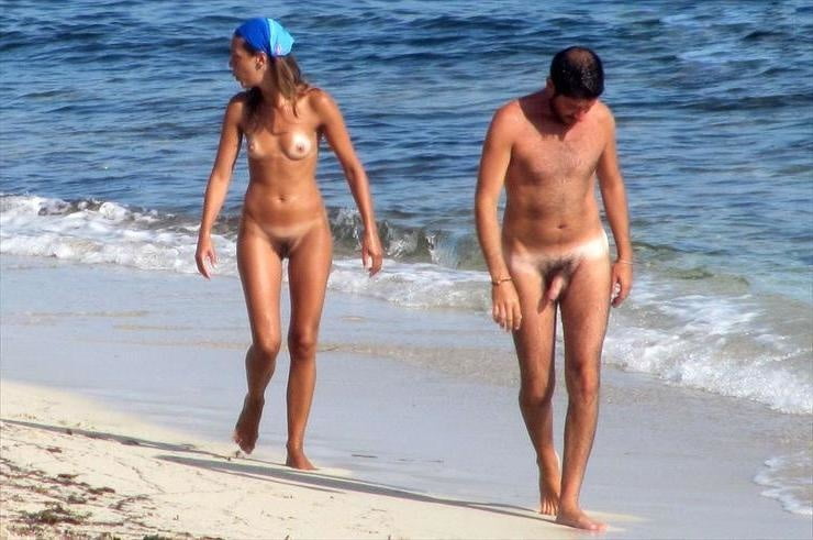 0789  Nude beach couple and caress. #93455042
