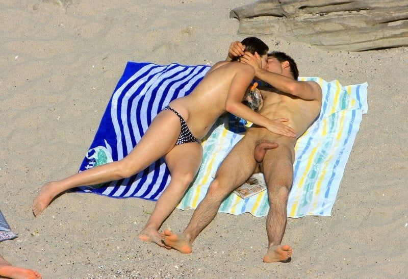 0789  Nude beach couple and caress. #93455726