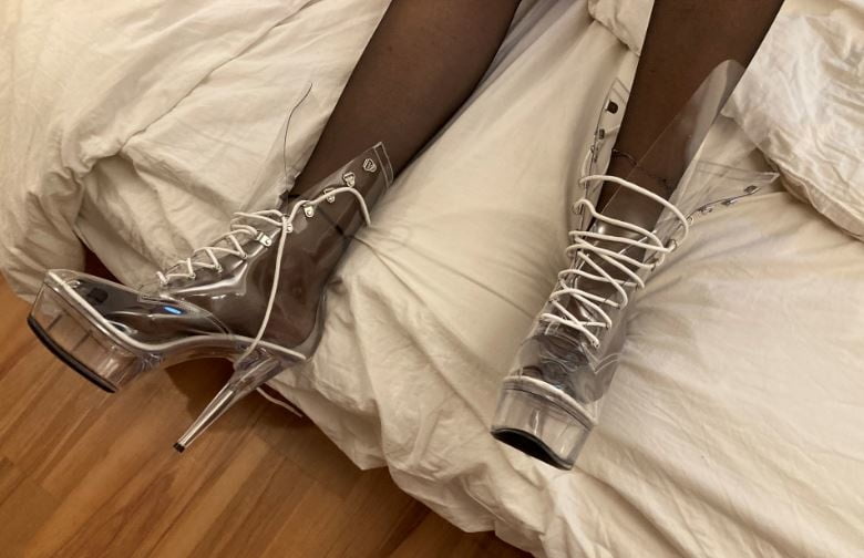 Clear PVC Plastic Boots and Nylons 2 #106823437
