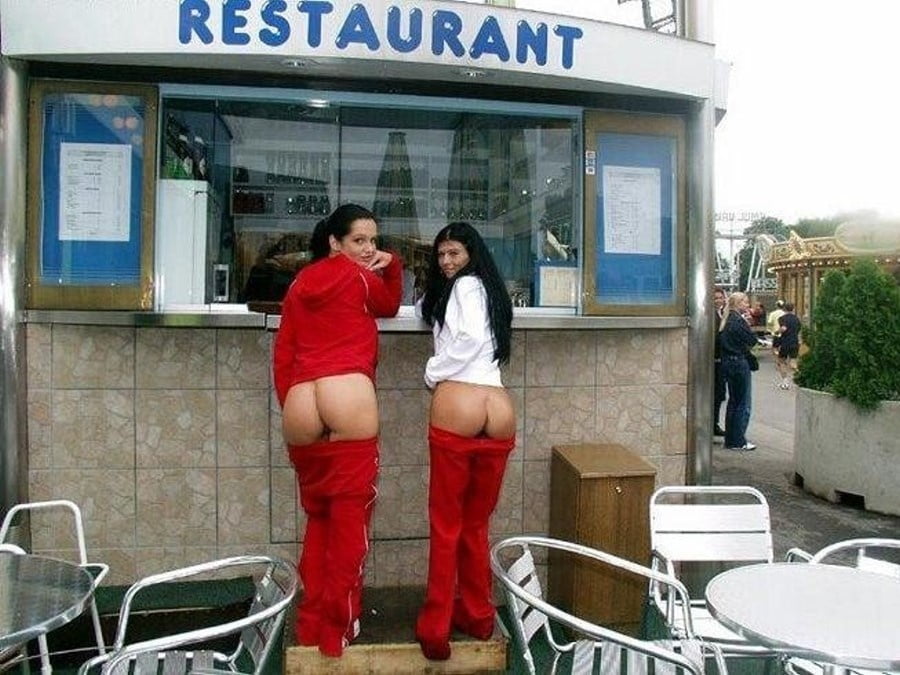 women showing off their pussy or breast in restaurant #89646080