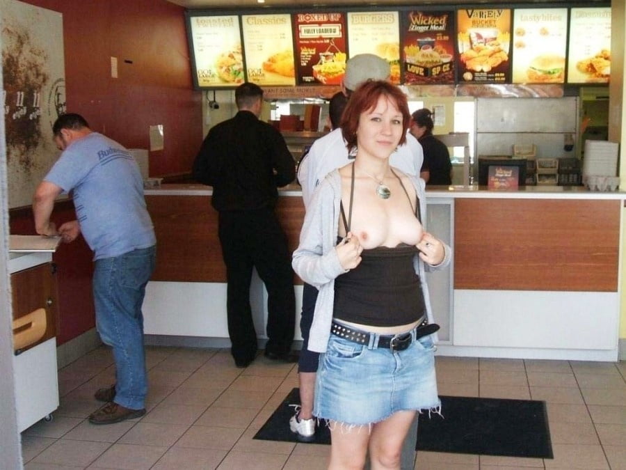 women showing off their pussy or breast in restaurant #89646164