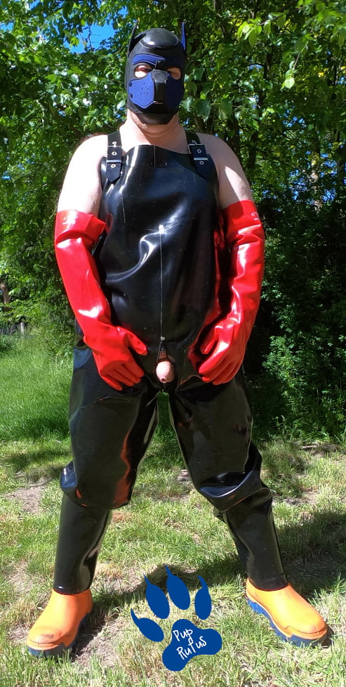 rubber dungarees for a sunny afternoon #107004846
