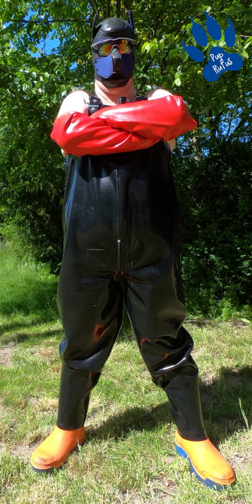 rubber dungarees for a sunny afternoon #107004854