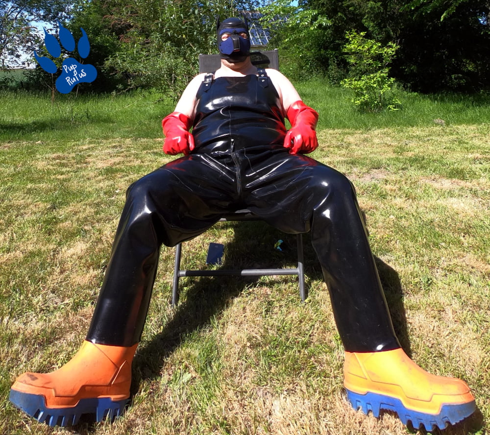 rubber dungarees for a sunny afternoon #107004859