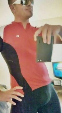WHAT I WEAR TO MY COED CYCLING GROUP....BULGING SPANDEX! #106969031