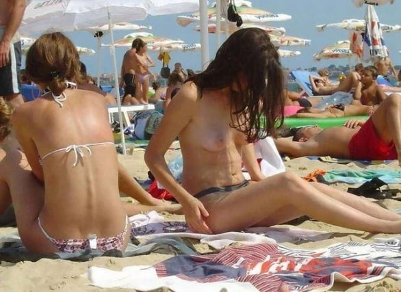 Topless on the beach double #105530728