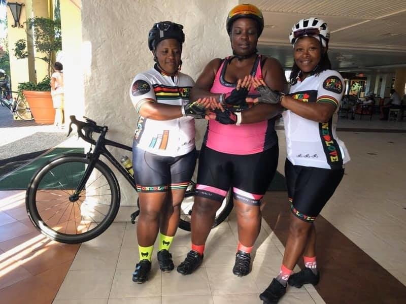 Ebony Spandex Cyclists #93578362