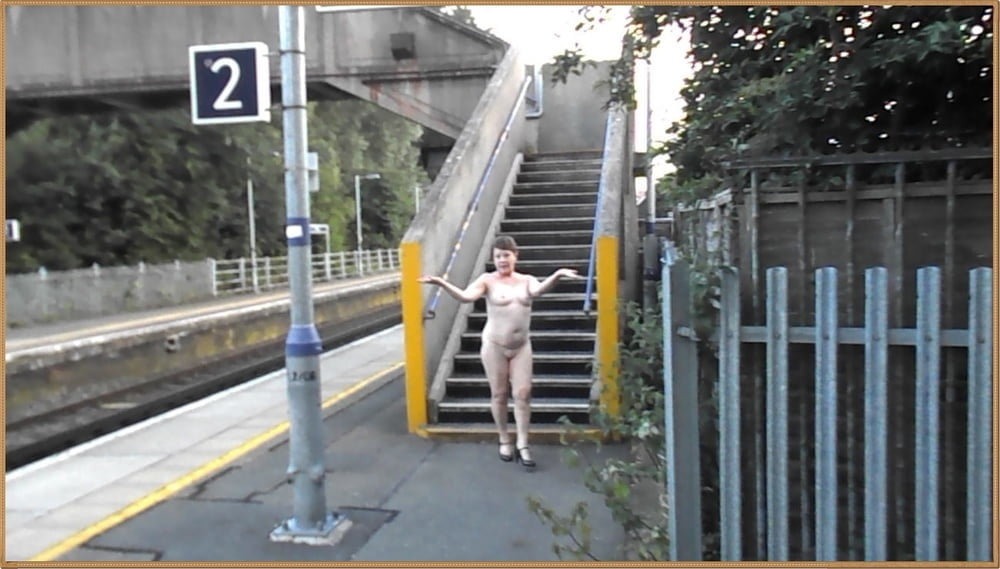 Sexy Naked Railway Footbridge Dare #90815615